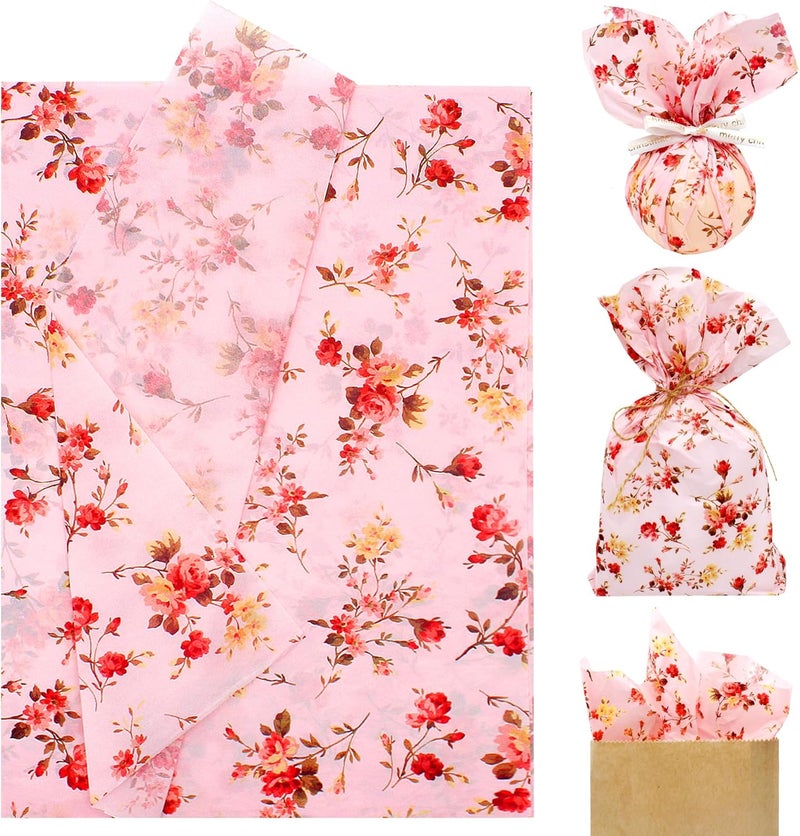 Benvo 20 Sheets Floral Print Tissue Paper 20 inch x 29 inch Decoupage Paper Decorative Tissue Gift Wrapping for DIY Art Craft Spring Wedding Birthday Baby Shower(Style D) - Image 1